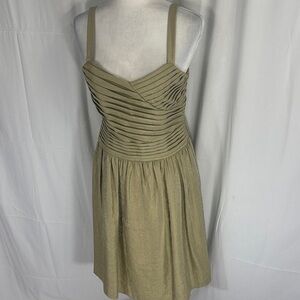 Elegant Olive Green Pleated Dress